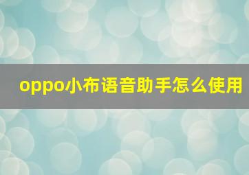 oppo小布语音助手怎么使用