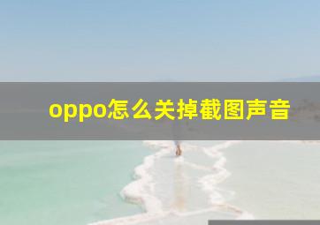 oppo怎么关掉截图声音