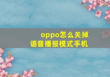 oppo怎么关掉语音播报模式手机