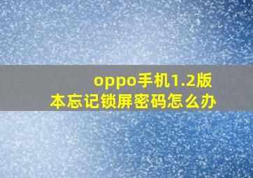 oppo手机1.2版本忘记锁屏密码怎么办