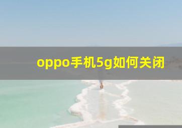 oppo手机5g如何关闭