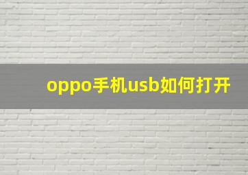 oppo手机usb如何打开