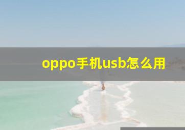 oppo手机usb怎么用