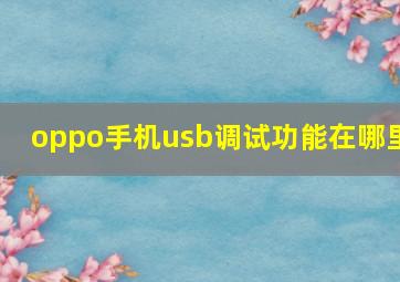 oppo手机usb调试功能在哪里