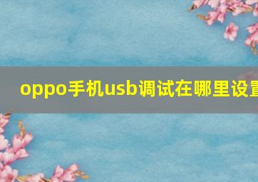 oppo手机usb调试在哪里设置