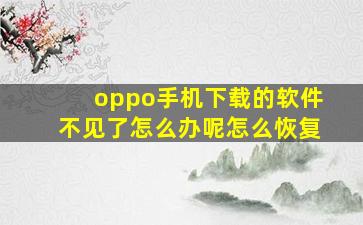 oppo手机下载的软件不见了怎么办呢怎么恢复