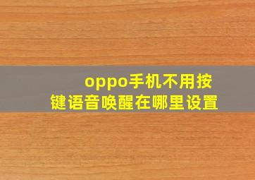 oppo手机不用按键语音唤醒在哪里设置