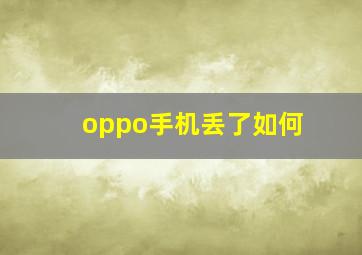 oppo手机丢了如何