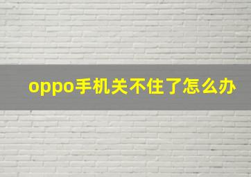 oppo手机关不住了怎么办