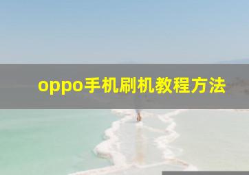 oppo手机刷机教程方法