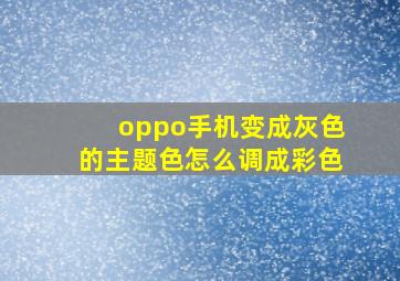 oppo手机变成灰色的主题色怎么调成彩色