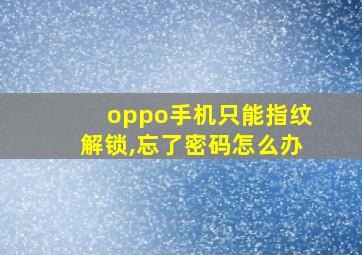 oppo手机只能指纹解锁,忘了密码怎么办