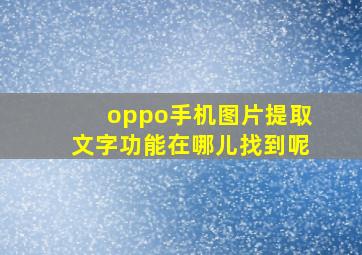 oppo手机图片提取文字功能在哪儿找到呢