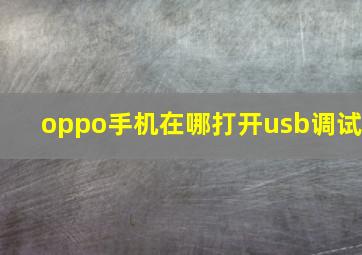 oppo手机在哪打开usb调试