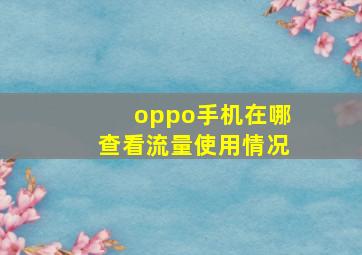 oppo手机在哪查看流量使用情况