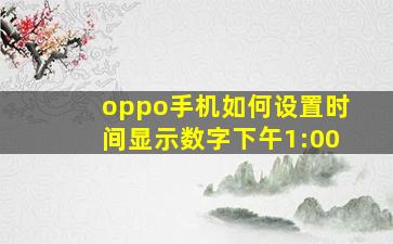 oppo手机如何设置时间显示数字下午1:00