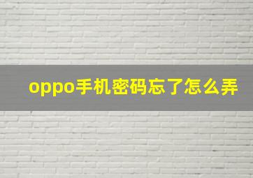 oppo手机密码忘了怎么弄