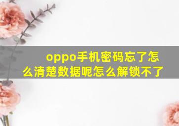 oppo手机密码忘了怎么清楚数据呢怎么解锁不了