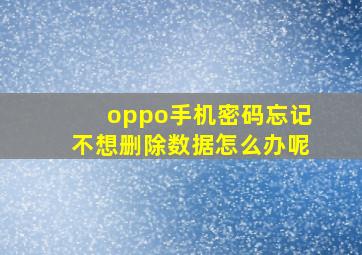 oppo手机密码忘记不想删除数据怎么办呢