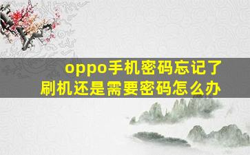 oppo手机密码忘记了刷机还是需要密码怎么办