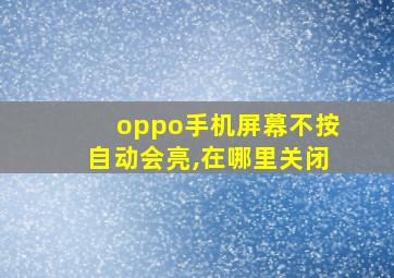 oppo手机屏幕不按自动会亮,在哪里关闭