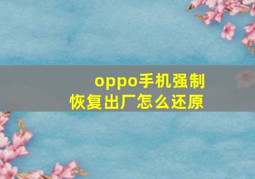 oppo手机强制恢复出厂怎么还原