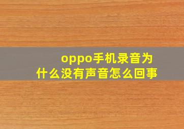 oppo手机录音为什么没有声音怎么回事