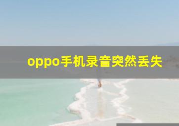 oppo手机录音突然丢失