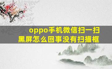 oppo手机微信扫一扫黑屏怎么回事没有扫描框