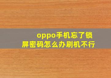 oppo手机忘了锁屏密码怎么办刷机不行