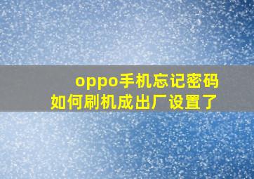 oppo手机忘记密码如何刷机成出厂设置了