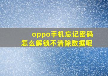 oppo手机忘记密码怎么解锁不清除数据呢