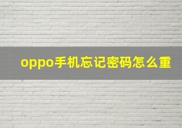 oppo手机忘记密码怎么重