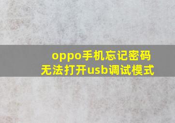 oppo手机忘记密码无法打开usb调试模式