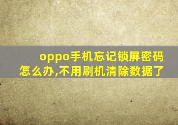 oppo手机忘记锁屏密码怎么办,不用刷机清除数据了