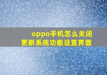 oppo手机怎么关闭更新系统功能设置界面