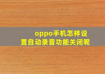 oppo手机怎样设置自动录音功能关闭呢