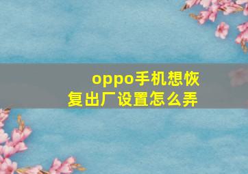 oppo手机想恢复出厂设置怎么弄