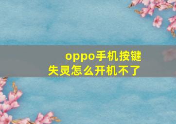 oppo手机按键失灵怎么开机不了