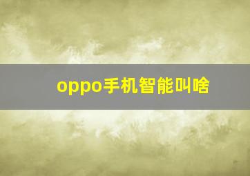 oppo手机智能叫啥