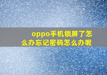 oppo手机锁屏了怎么办忘记密码怎么办呢