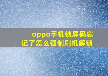 oppo手机锁屏码忘记了怎么强制刷机解锁