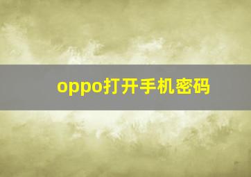 oppo打开手机密码