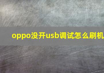 oppo没开usb调试怎么刷机