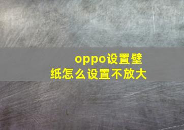 oppo设置壁纸怎么设置不放大