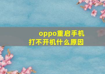 oppo重启手机打不开机什么原因