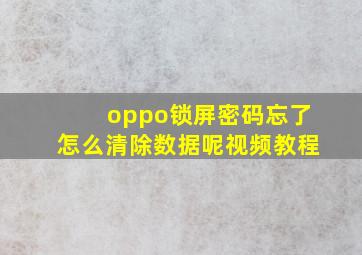 oppo锁屏密码忘了怎么清除数据呢视频教程