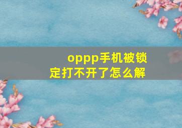 oppp手机被锁定打不开了怎么解