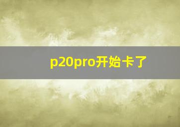 p20pro开始卡了