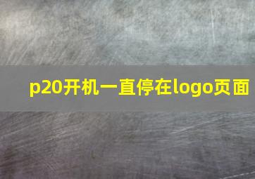 p20开机一直停在logo页面